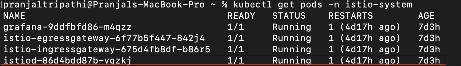 kubectl get pods -n istio-system